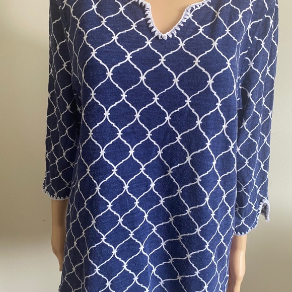 Talbots linen cotton Blend XLp blue blouse - Picture 6 of 7